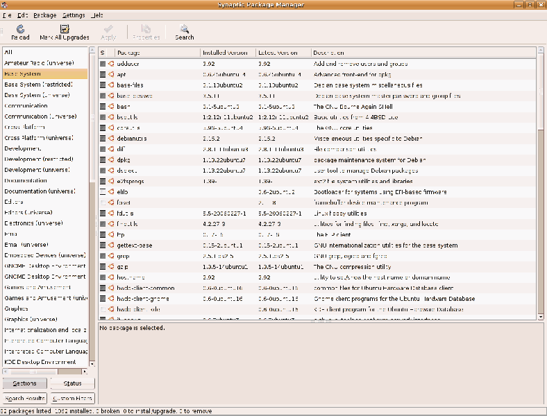 Archivo:Synaptic on Ubuntu 6.10.png